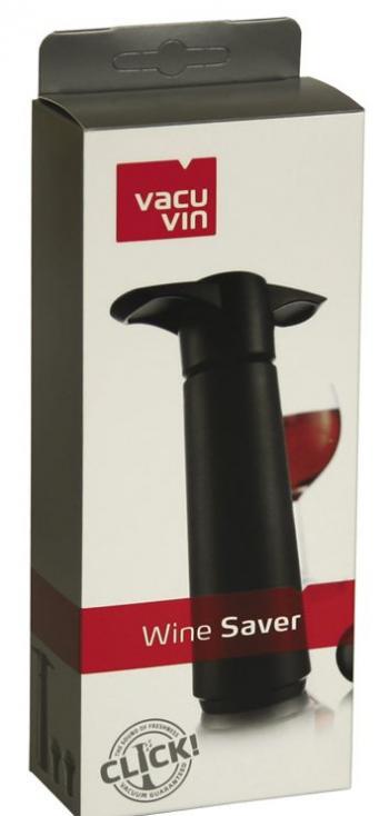 Pompka prniowa do wina, z 2 korkami (3 elementy), czarna - Vacu Vin