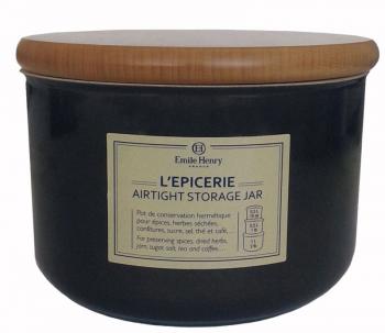 Pojemnik ceramiczny z drewnian pokrywk (pojemno: 1 litr), grafitowy - Emile Henry