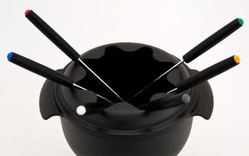 Zestaw do fondue eliwny emaliowany Tulipe w kolorze czarnym - Chasseur