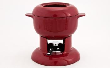 Zestaw do fondue eliwny emaliowany Lunch w kolorze soczystej wini - Chasseur