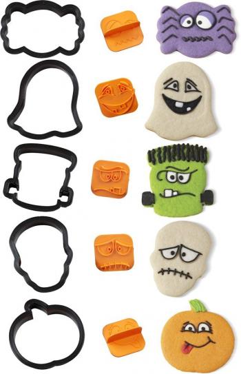 Zestaw foremek w ksztacie halloweenowych twarzy z szablonami (10 sztuk w zestawie) - 2304-1225 - Wilton