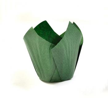 Papilotki woskowane do muffinw, w ksztacie tulipanw (20 sztuk),zielone ciemne - Chevler