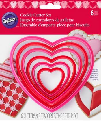 Foremki plastikowe do wycinania ciasteczek w ksztacie serc (6 sztuk) - 2304-1668 - Wilton