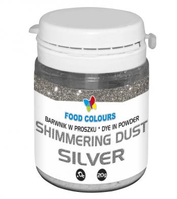 Barwnik pykowy brokatowy (20 g), srebrny - Shimmering Dust  - Food Colours 