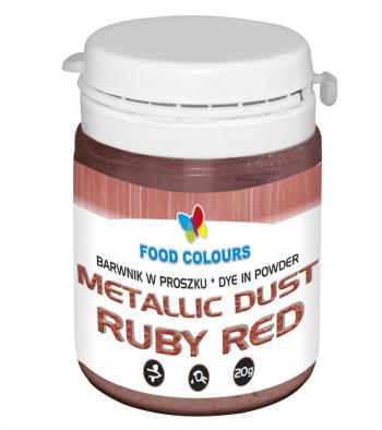 Barwnik pykowy metaliczny, do aerografu i rcznych dekoracji, rubinowy (20 g) - Metallic Dust - Food Colours 