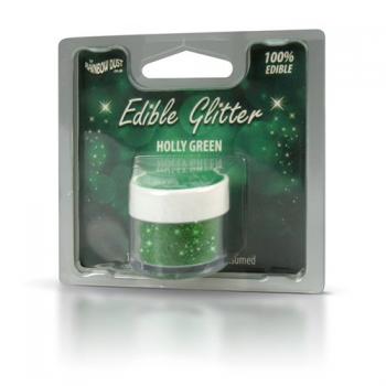 Brokat jadalny do dekoracji zielony, Holly Green - Edible Glitter - Rainbow Dust