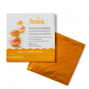 Papierki foliowe do cukierkw i pralinek pomaraczowe (150 szt. w opakowaniu) - Decora