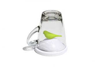 Kubek szklany z przykrywk Sparrow zielony - Qualy