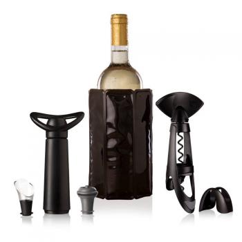 Akcesoria do wina Orygina Plus (6 elementw), czarne  - Vacu Vin