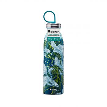 Butelka termiczna stalowa Goldfish (poj.: 0,55 l), niebieska z motywem rybek - Naito - Aladdin