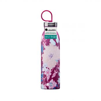 Butelka termiczna stalowa Dahlia (poj.: 0,55 l), rowa z motywem kwiatw dalii - Naito - Aladdin