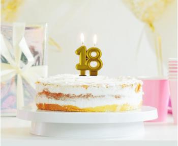 wieczka na tort „18” zota metaliczna  - Godan