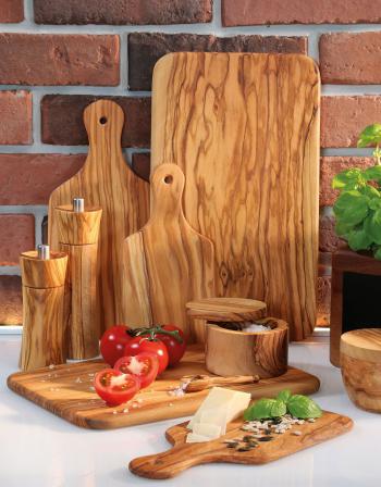 Deska do krojenia i serwowania z rczk, drewno oliwne (dugo: 22 cm) - Zassenhaus