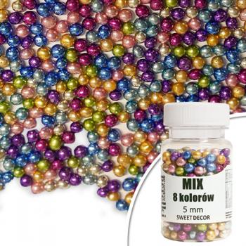 Posypka cukrowa byszczce pereki mix 5 mm, 8 kolorw (40 g) - SweetDecor