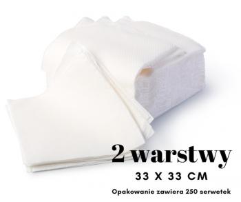 Serwetki papierowe biae 33 x 33 cm, dwuwarstwowe, komplet (250 szt.) - AleDobre.pl