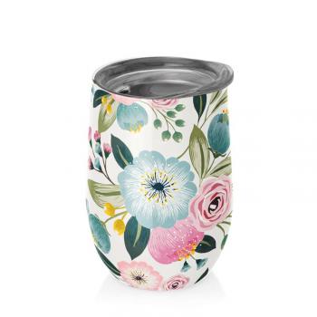 Kubek stalowy z pokrywk Pastel Flower (poj. 420 ml) - Chic-Mic
