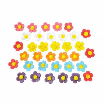 Dekoracja cukrowa, wiosenne kwiatki kolorowe (36 szt.) - Slado - NZ