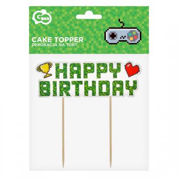 Topper Happy birthday z motywami z gry minecraft - Godan