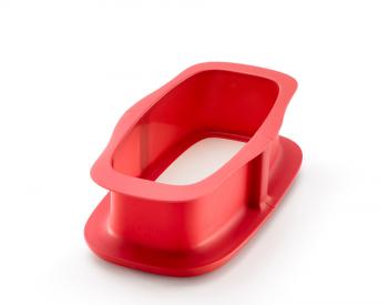 Forma silikonowa prostoktna Duo (kekswka) z talerzem ceramicznym, czerwona - Lekue
