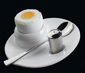 Porcelanowa podstawka do jajek z solniczk i yeczk - Cilio