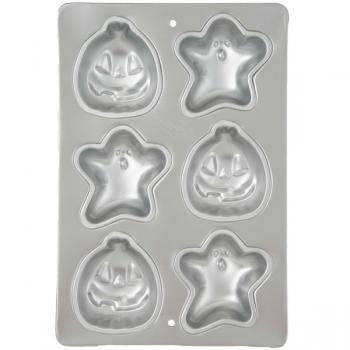 Forma aluminiowa na ciasteczka Halloweenowe Duszki i Dynie (6 gniazd) - 2105-188 – Wilton