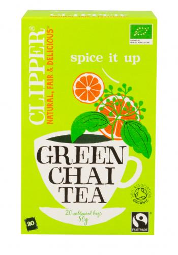 Zielona organiczna herbata Chai (20 torebek - 50 g)  - Clipper