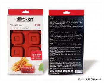 Forma silikonowa na 8 ciasteczek w ksztacie kostki z wgbieniem – Silikomart