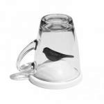 Kubek szklany z przykrywk Sparrow czarny - Qualy