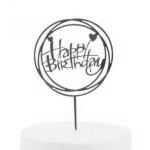 Topper akrylowy napis Happy Birthday w okrgu (10 cm) z...