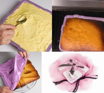 Forma silikonowa do pieczenia ciasta w ksztacie prezentu, fioletowa  - Pavoni 