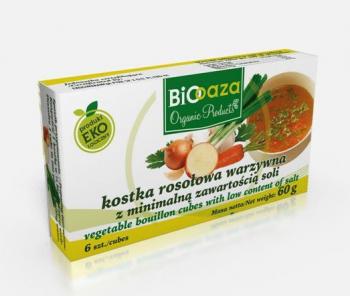 Kostki rosołowe warzywne z minimalną ilością soli (6 x 11 g)  bulion - Bio Oaza