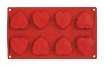 Foremka silikonowa na muffiny w ksztacie karbowanych serc - Pavoni