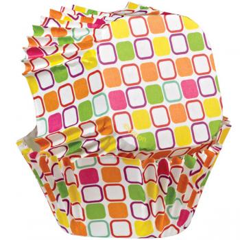 Papilotki kwadratowe w kolorowe kwadraciki (24 sztuki) - 415-0669 - Wilton