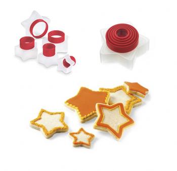 Foremki plastikowe do wykrawania ciasteczek w kształcie gwiazdek (5 sztuk) - Cuisipro
