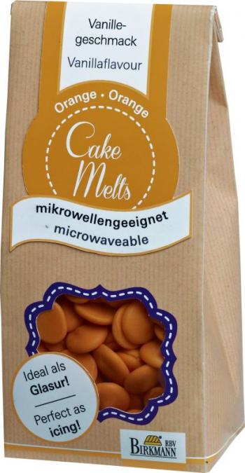 Dropsy czekoladowe do rozpuszczania Cake Melts (250 g), pomaraczowe - Birkmann