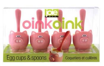 Kieliszki do jajek z yeczkami (4 szt.) - Oink Oink - MSC