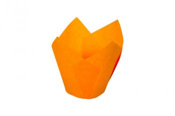Papilotki woskowane do muffinów, w kształcie tulipanów (20 sztuk), pomarańczowe - Chevler