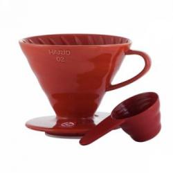 Ceramiczny drip V60-02 w kolorze czerwonym - Hario