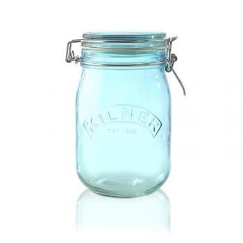 Soik szklany z zamkniciem typu weck (pojemno: 1 litr), niebieski - Kilner