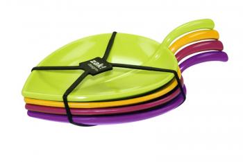 Zestaw dużych talerzy (4 sztuki) na przekąski w kształcie liści, kolorowe - Zak!
