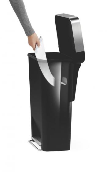 Kosz pedałowy Liner Pocket (pojemność: 45 litrów), czarny - Simplehuman