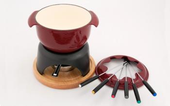 Zestaw do fondue eliwny emaliowany Cook w kolorze soczystej wini - Chasseur