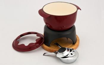 Zestaw do fondue eliwny emaliowany Cook w kolorze soczystej wini - Chasseur