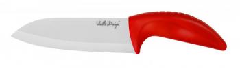 Nóż ceramiczny Santoku (długość: 14 cm), czerwony - Vialli Design