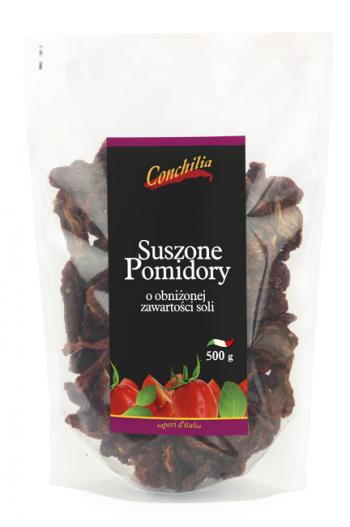 Suszone włoskie pomidory o obniżonej zawartości soli (500 g), duże opakowanie XXL - Conchilia 