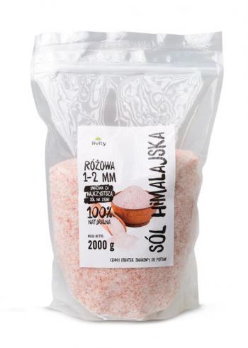 Sól himalajska różowa, kryształki 1 - 2 mm (duże opakowanie 2 kg) - Livity