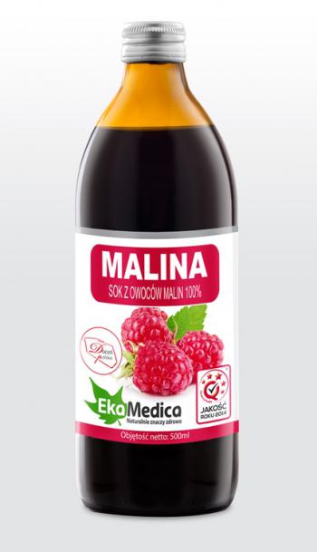 Sok malinowy z cukrem trzcinowym (500 ml) - Ekamedica