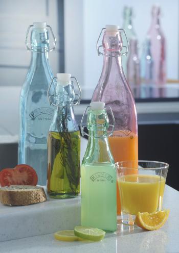 Szklana butelka Colour Clip Top, zielona (250 ml) - Kilner