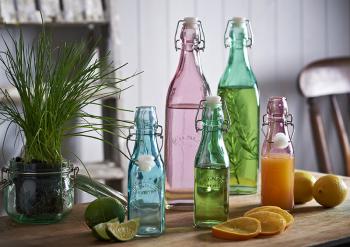 Szklana butelka Colour Clip Top, zielona (250 ml) - Kilner