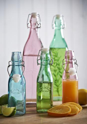Szklana butelka Colour Clip Top, zielona (1 L) - Kilner
